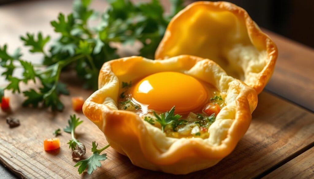 baked eggs in puff pastry