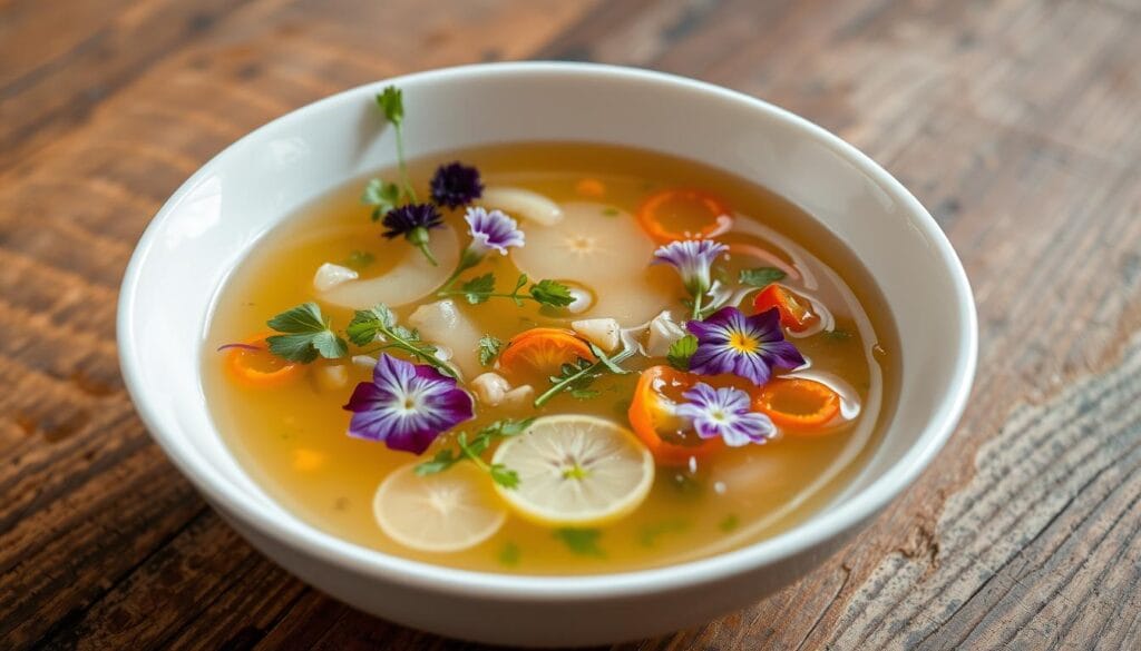 clear soup garnishing